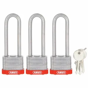 ABUS 19359 Keyed Padlock, Keyed Alike, Steel, Std Body Body Size, Hardened Steel, Extended, Red | CN7ZGT 45WN92