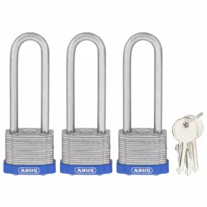 ABUS 19360 Keyed Padlock, Keyed Alike, Steel, Std Body Body Size, Hardened Steel, Extended, Blue | CN7ZMF 45WN93