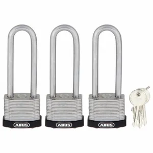 ABUS 19364 Keyed Padlock, Keyed Alike, Steel, Std Body Body Size, Hardened Steel, Extended, Black | CN7ZGH 45WN96