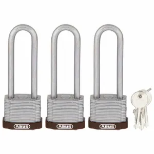 ABUS 19372 Keyed Padlock, Keyed Alike, Steel, Std Body Body Size, Hardened Steel, Extended, Brown | CN7ZGM 45WN97