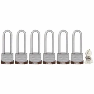 ABUS 19374 Keyed Padlock, Keyed Alike, Steel, Std Body Body Size, Hardened Steel, Extended, Brown | CN7ZGL 45WP06