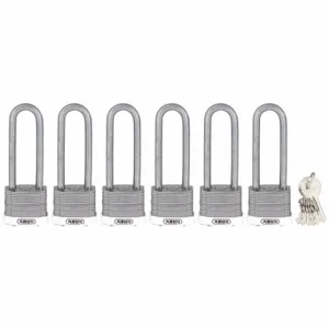 ABUS 19376 Keyed Padlock, Keyed Alike, Steel, Std Body Body Size, Hardened Steel, Extended, White | CN7ZGU 45WP08