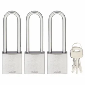 ABUS 19421 Keyed Padlock, Keyed Alike, Aluminum, Std Body Body Size, Hardened Steel, Extended, Silver | CN7ZLC 45WP79