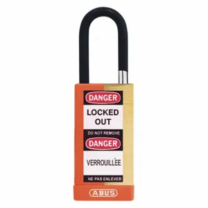 ABUS 20054 Keyed Padlock, Keyed Alike, Brass, Long Body Body Size, Hardened Steel, Std, Orange | CN7ZFX 459T49