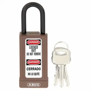 ABUS 20055 Keyed Padlock, Keyed Alike, Brass, Long Body Body Size, Hardened Steel, Std, Brown | CN7ZLX 459T50