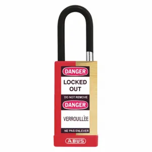 ABUS 20060 Keyed Padlock, Keyed Different, Brass, Long Body Body Size, Hardened Steel, Std, Red | CN7ZKU 459T55