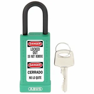 ABUS 20066 Keyed Padlock, Keyed Different, Brass, Long Body Body Size, Hardened Steel, Std, Green | CN7ZHT 459T61