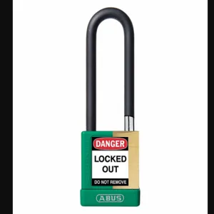 ABUS 20088 Keyed Padlock, Keyed Different, Brass, Std Body Body Size, Hardened Steel, Extended, Green | CN7ZMJ 459T83