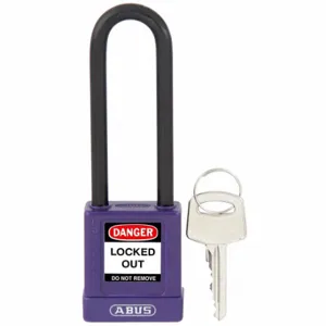 ABUS 20097 Keyed Padlock, Keyed Alike, Brass, Std Body Body Size, Hardened Steel, Extended, Purple | CN7ZGC 459T91