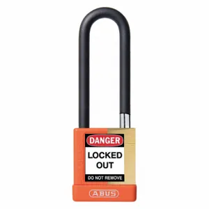 ABUS 20101 Keyed Padlock, Keyed Alike, Brass, Std Body Body Size, Hardened Steel, Extended, Orange | CN7ZKZ 459T95