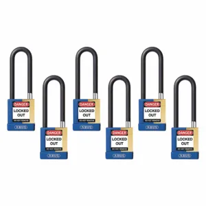 ABUS 20116 Keyed Padlock, Keyed Alike, Brass, Std Body Body Size, Hardened Steel, Extended, Blue | CN7ZLN 459U11