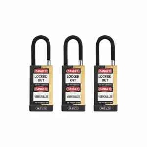 ABUS 20121 Keyed Padlock, Keyed Alike, Brass, Long Body Body Size, Hardened Steel, Std, Black | CN7ZLT 459U16