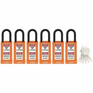 ABUS 20137 Keyed Padlock, Keyed Alike, Brass, Long Body Body Size, Hardened Steel, Std, Orange, 20137 | CN7ZFY 459U32