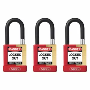 ABUS 20139 Keyed Padlock, Keyed Different, Brass, Std Body Body Size, Hardened Steel, Std, Red, 20139 | CN7ZJF 459U78