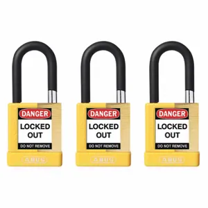 ABUS 20142 Keyed Padlock, Keyed Different, Brass, Std Body Body Size, Hardened Steel, Std, Yellow | CN7ZLB 459U84