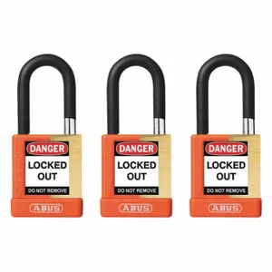 ABUS 20143 Keyed Padlock, Keyed Different, Brass, Std Body Body Size, Hardened Steel, Std, Orange | CN7ZMD 459U85