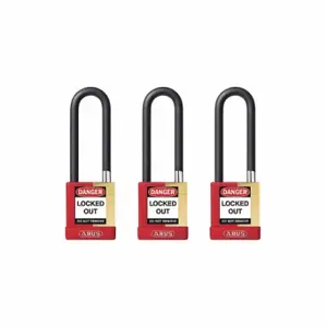 ABUS 20157 Keyed Padlock, Keyed Different, Brass, Std Body Body Size, Hardened Steel, Extended, Red | CN7ZLJ 459U46