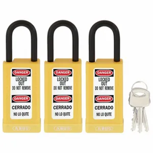 ABUS 20179 Keyed Padlock, Keyed Different, Brass, Long Body Body Size, Hardened Steel, Std, Yellow | CN7ZHV 459U67