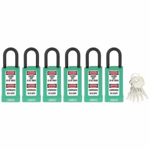 ABUS 20186 Keyed Padlock, Keyed Different, Brass, Long Body Body Size, Hardened Steel, Std, Green | CN7ZHQ 459U74