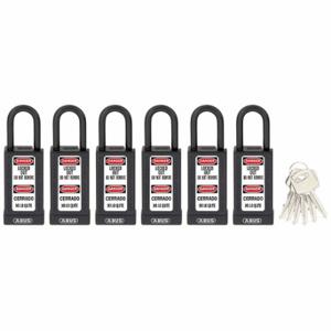 ABUS 20189 Vorhängeschloss mit Schlüssel, unterschiedlicher Schlüssel, Messing, langes Gehäuse, gehärteter Stahl, Standard, schwarz | CN7ZHL 459U77