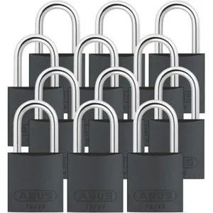 ABUS 72/30 KA X 12 Keyed Padlock Medium Black U-Shape PK12 | AG2NBJ 31NE96