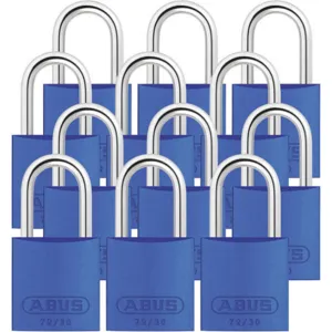 ABUS 72/30 KA X 12 Keyed Padlock Medium Blue U-Shape PK12 | AG2NBK 31NE97