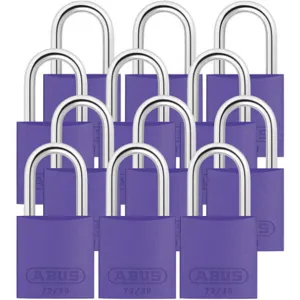 ABUS 72/30 KA X 12 Security Lockout Padlock, Purple, U-shape, Pack Of 12 | AG2NBP 31NF02