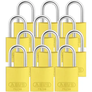 ABUS 72/30 KA X 12 Keyed Padlock Medium Yellow U-Shape PK12 | AG2NBT 31NF05