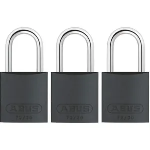 ABUS 72/30 KA X 3 Keyed Padlock Medium Black U-Shape PK3 | AG2NBU 31NF06