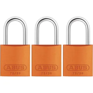 ABUS 72/30 KA X 3 Keyed Padlock Medium Orange U-Shape PK3 | AG2NBY 31NF10