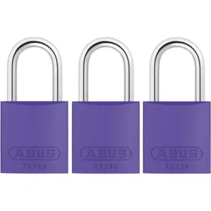 ABUS 72/30 KA X 3 Keyed Padlock Medium Purple U-Shape PK3 | AG2NBZ 31NF11