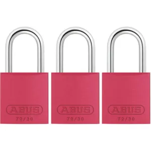 ABUS 72/30 KA X 3 Keyed Padlock Medium Red U-Shape PK3 | AG2NCA 31NF12