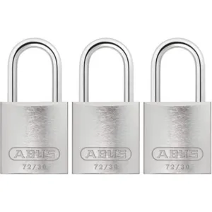 ABUS 72/30 KA X 3 Keyed Padlock Medium Silver U-Shape PK3 | AG2NCB 31NF13