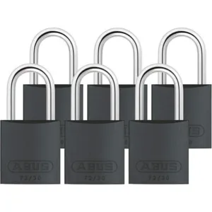 ABUS 72/30 KA X 6 Keyed Padlock Medium Black U-Shape PK6 | AG2NCD 31NF15