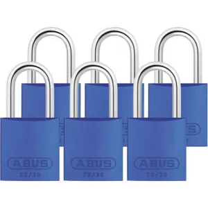 ABUS 72/30 KA X 6 Keyed Padlock Medium Blue U-Shape PK6 | AG2NCE 31NF16