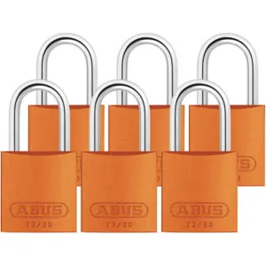 ABUS 72/30 KA X 6 Keyed Padlock Medium Orange U-Shape PK6 | AG2NCH 31NF19