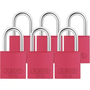 ABUS 72/30 KA X 6 Keyed Padlock Medium Red U-Shape PK6 | AG2NCK 31NF21