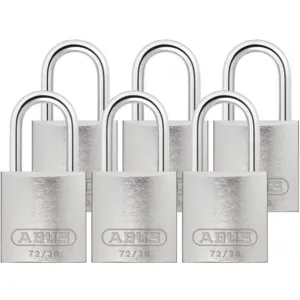 ABUS 72/30 KA X 6 Keyed Padlock Medium Silver U-Shape PK6 | AG2NCL 31NF22