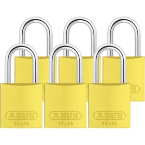 ABUS 72/30 KA X 6 Keyed Padlock Medium Yellow U-Shape PK6 | AG2NCM 31NF23