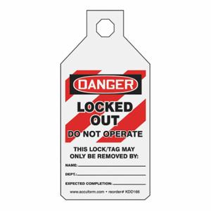 ACCUFORM SIGNS KDD166 Circuit Breaker Lockout Tag, Danger, RP-Plastic, Dept/Expected Completion/Name, English | CN7ZPT 771Y37