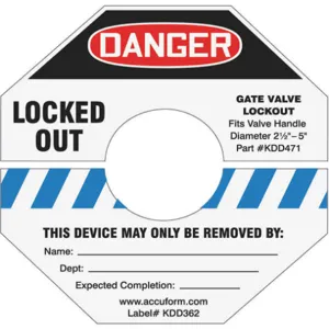 ACCUFORM SIGNS KDD364BU Gate Valve Lockout Label 5 Inch H 5 Inch Width | AA3YKF 11Y758