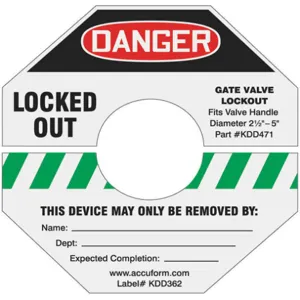 ACCUFORM SIGNS KDD360GN Gate Valve Lockout Label 2 Inch H 2 Inch Width | AA2HFG 10K129