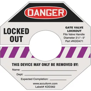 ACCUFORM SIGNS KDD362PR Gate Valve Lockout Label 4 Inch H 4 Inch Width | AA3YKB 11Y754