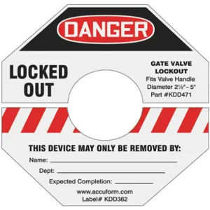 ACCUFORM SIGNS KDD362RD Gate Valve Lockout Label 4 Inch H 4 Inch Width | AA3YJX 11Y750