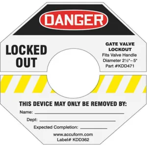 ACCUFORM SIGNS KDD364YL Gate Valve Lockout Label 5 Inch H 5 Inch Width | AA3YKD 11Y756