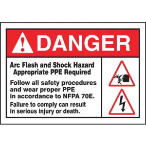 ACCUFORM SIGNS LELC315 Label 5 x 7 Danger Arc Flash And Shock | AC6THK 36A911