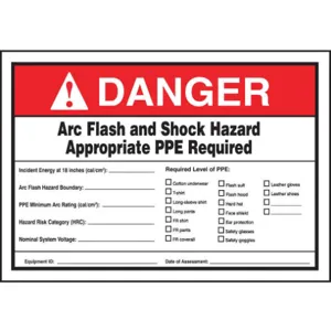 ACCUFORM SIGNS LELC326 Label 5 x 7 Danger Arc Flash And Shock | AC6THU 36A919