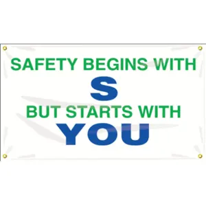 ACCUFORM SIGNS MBR402 Banner Safety Begins With S 24 x 48 Inch | AC4XGL 31A702