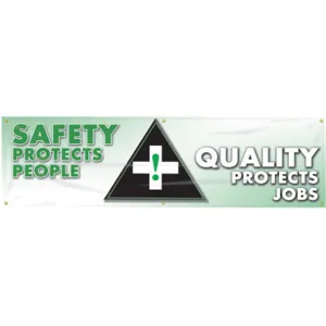 ACCUFORM SIGNS MBR819 Banner Safety Protects People 28 x 96 In | AC4XHK 31A724