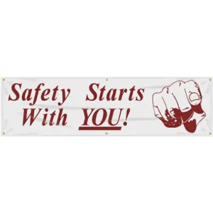 ACCUFORM SIGNS MBR846 Banner Safety Starts With You 28 x 96 In | AC4XHN 31A727